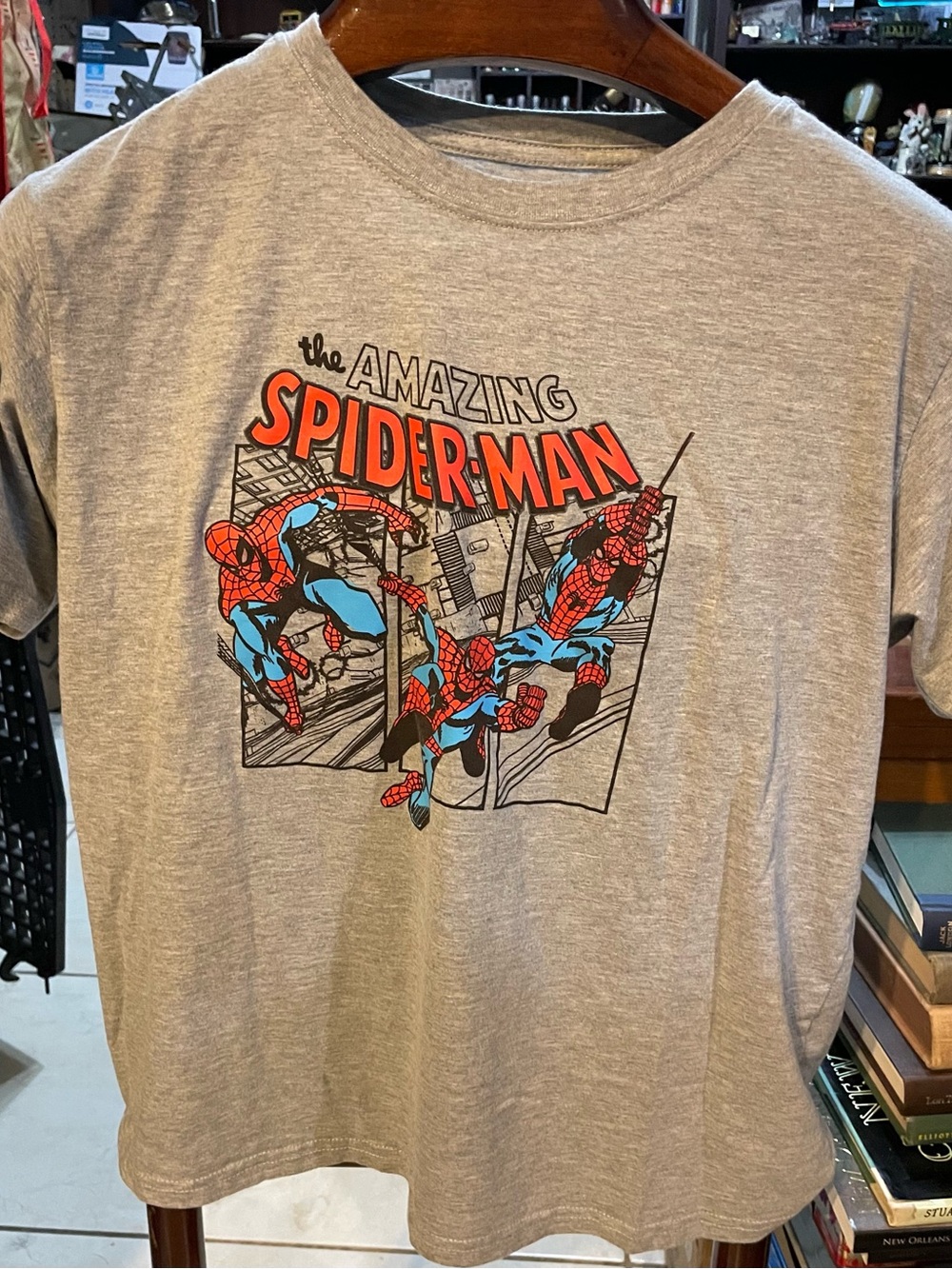 Marvel Spider-Man Graphic Tee - Gray with Red & Blue Print
